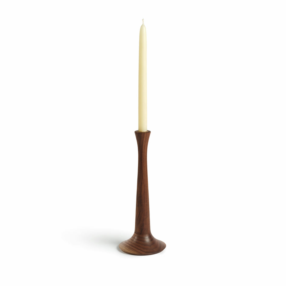 Traditional Candle Stick Holder in Walnut Image 2