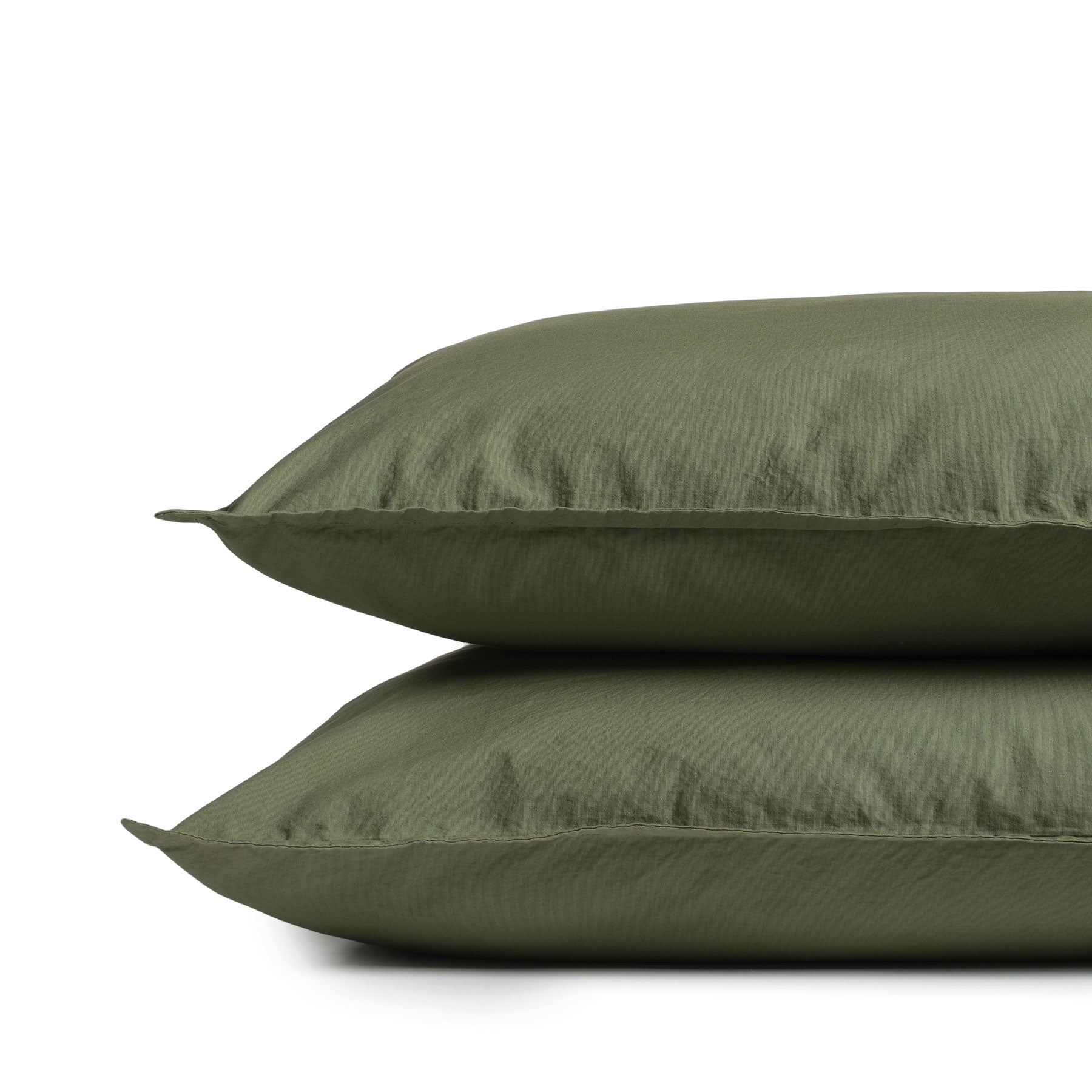 Percale Cotton Pillowcase in Olive Buff (Set of 2) Zoom Image 2