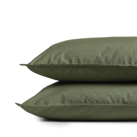 Percale Cotton Pillowcase in Olive Buff (Set of 2)