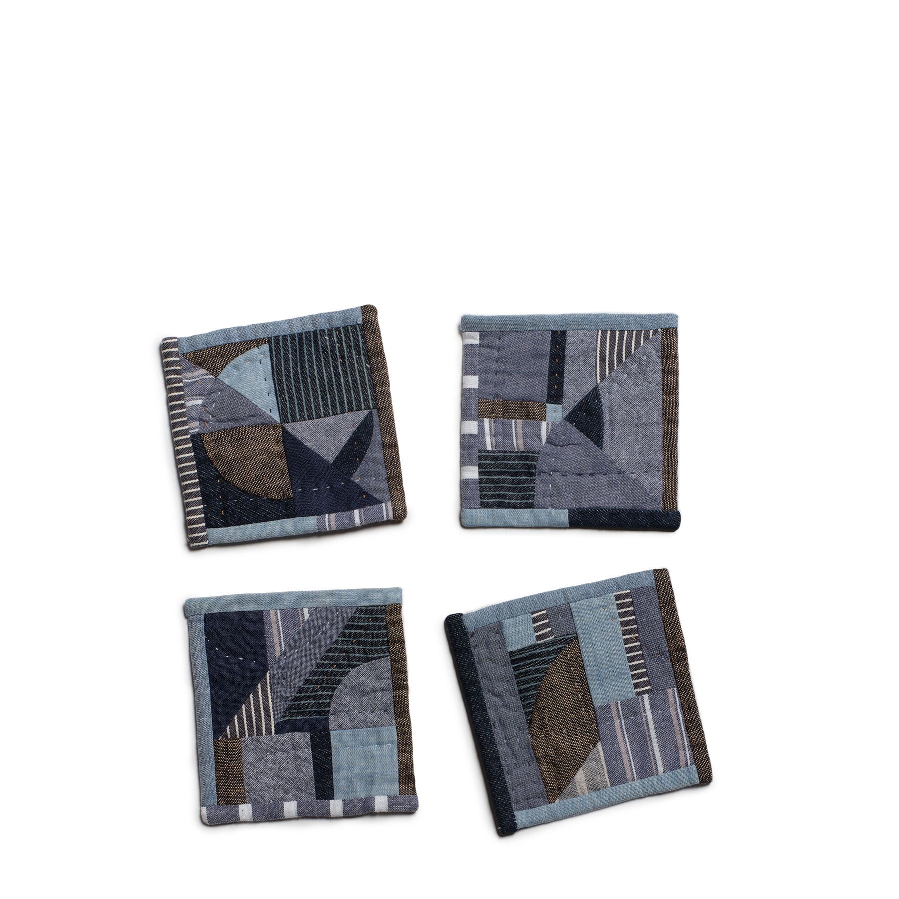 Patchwork Coaster in Denim (Set of 4) Zoom Image 1