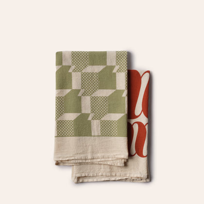 Tea Towels in Tilde and Quote Pattern (Set of 2)