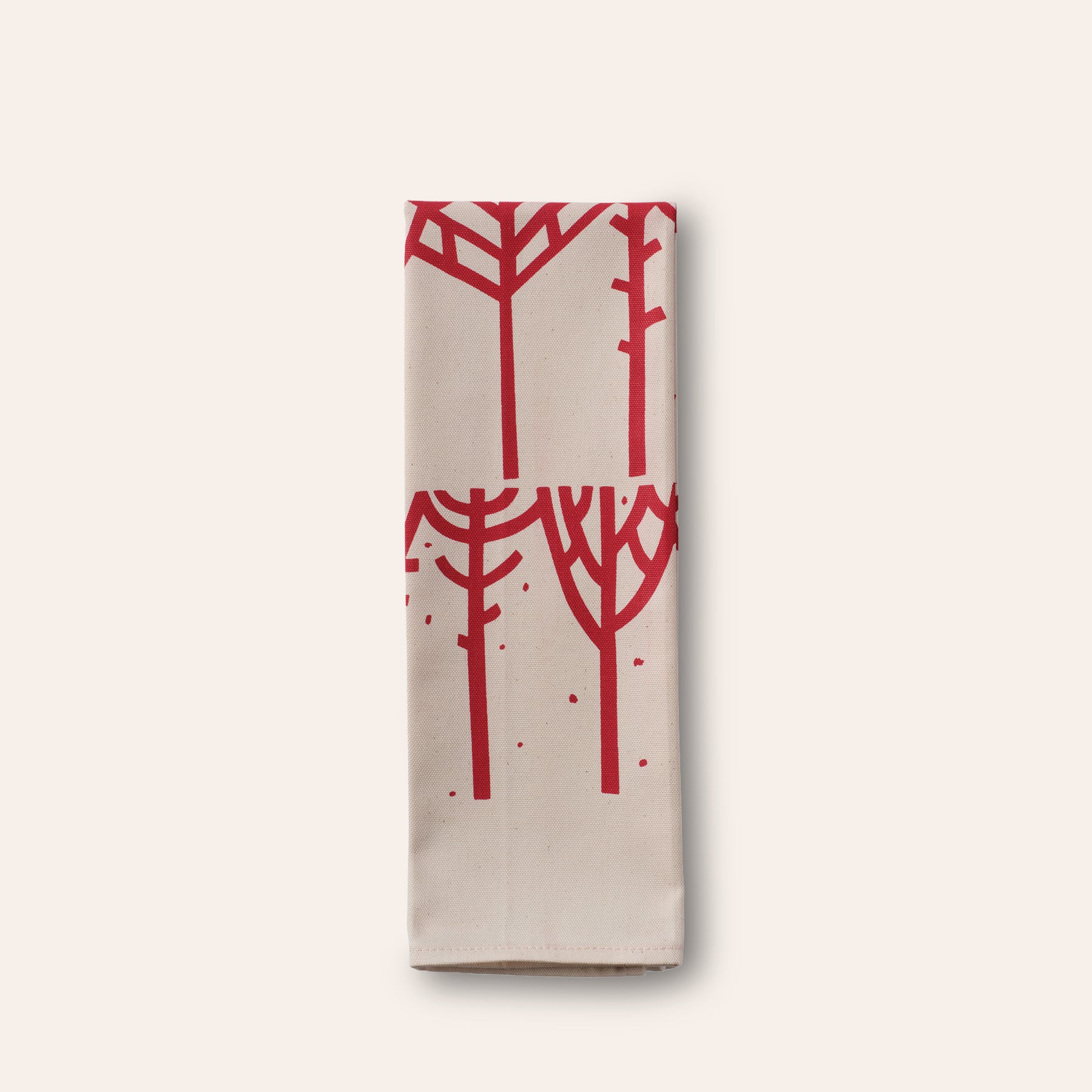 Winter Forest Tea Towel in Dark Red