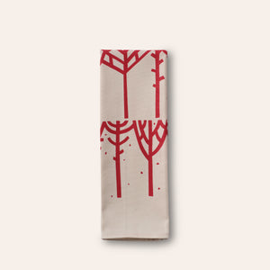 Winter Forest Tea Towel in Dark Red