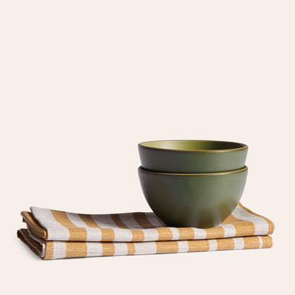 Plaza Dessert Bowl Set in Pesto / Cypress