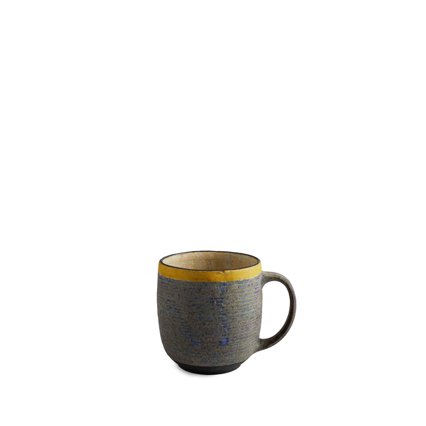 #22 Large Mug in Indigo with Yellow Ring Zoom Image 1