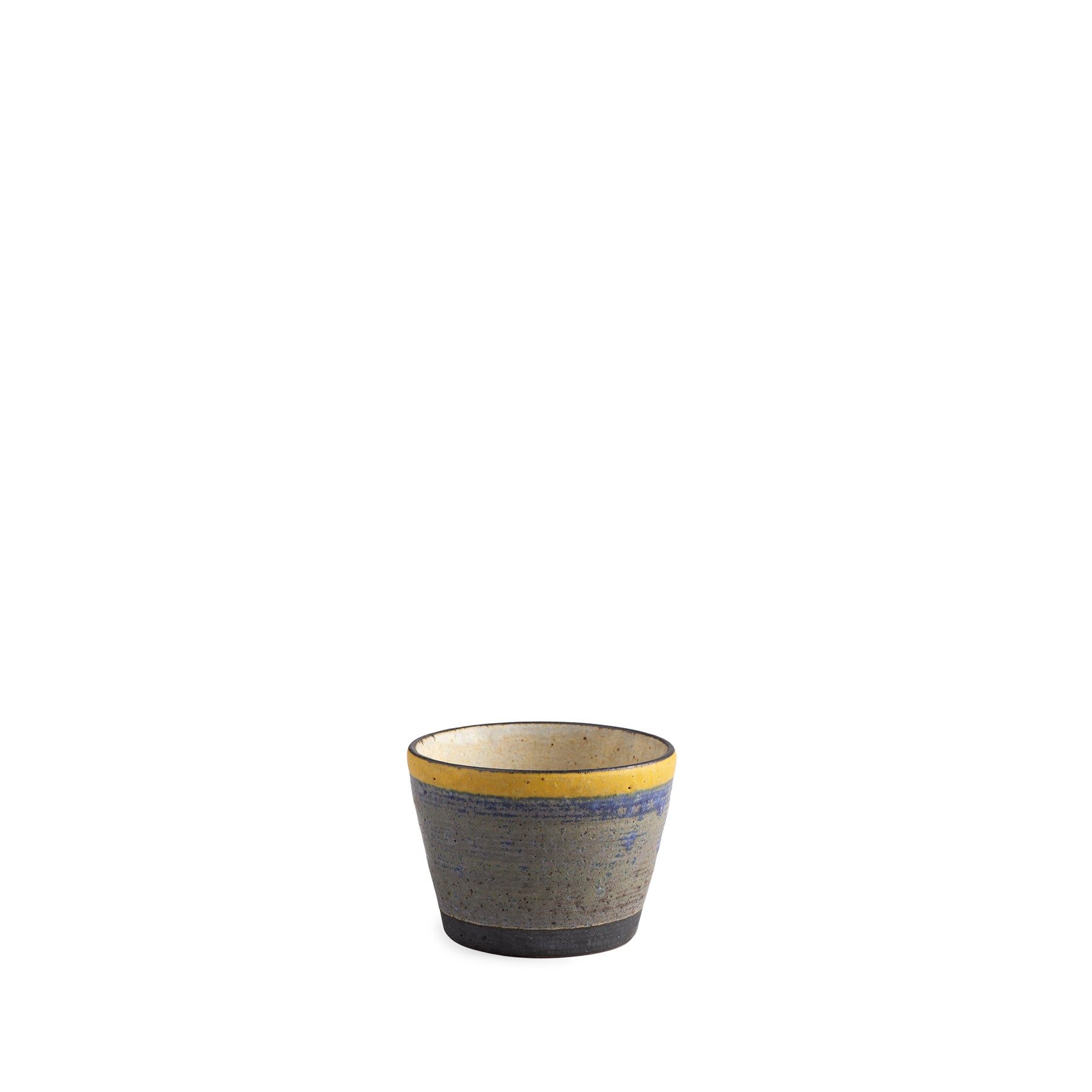 #52 Soba Cup in Indigo with Yellow Ring Zoom Image 1