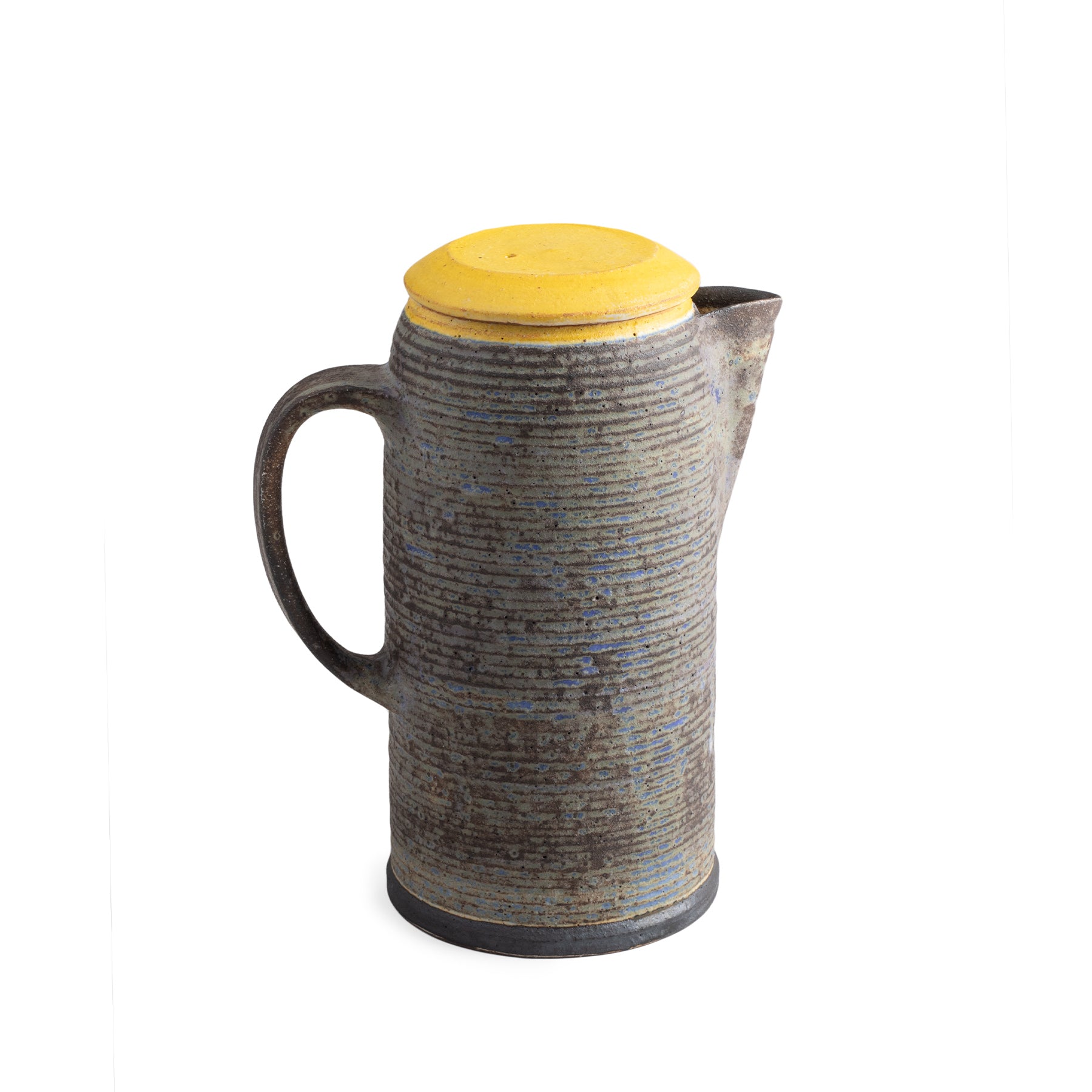 #60 Large Teapot in Indigo with Yellow Lid Zoom Image 1