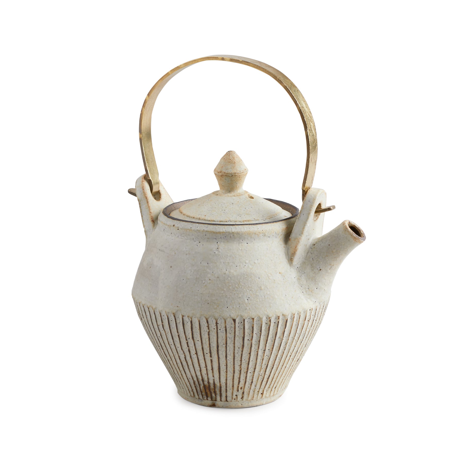 #63 Pleated Teapot with Brass Handle Zoom Image 1