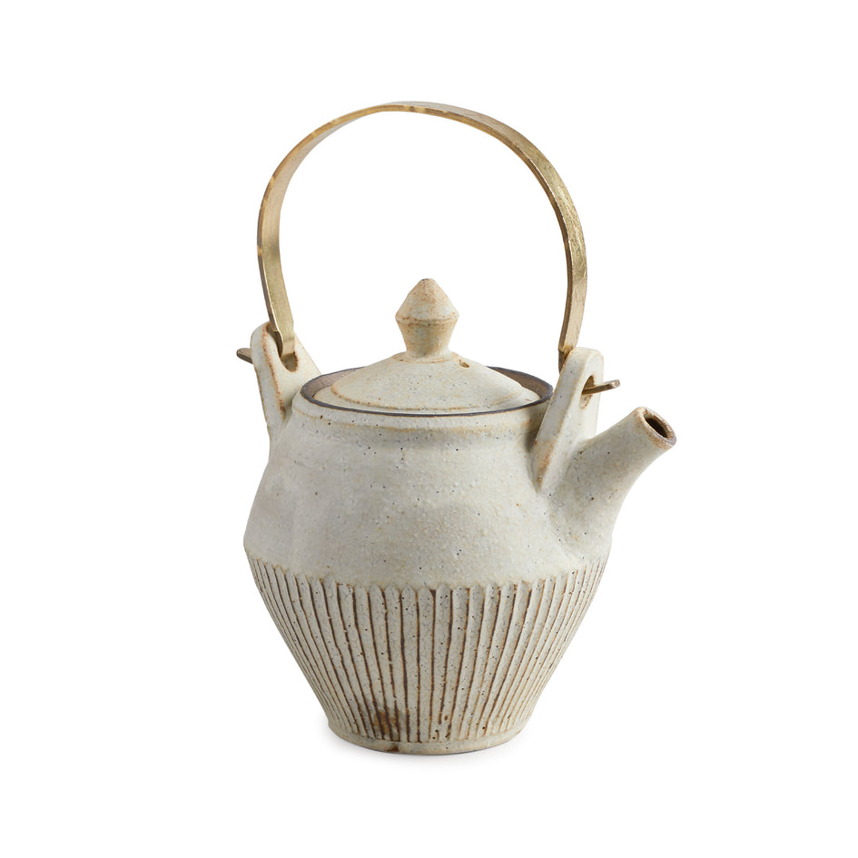 #63 Pleated Teapot with Brass Handle Image 1