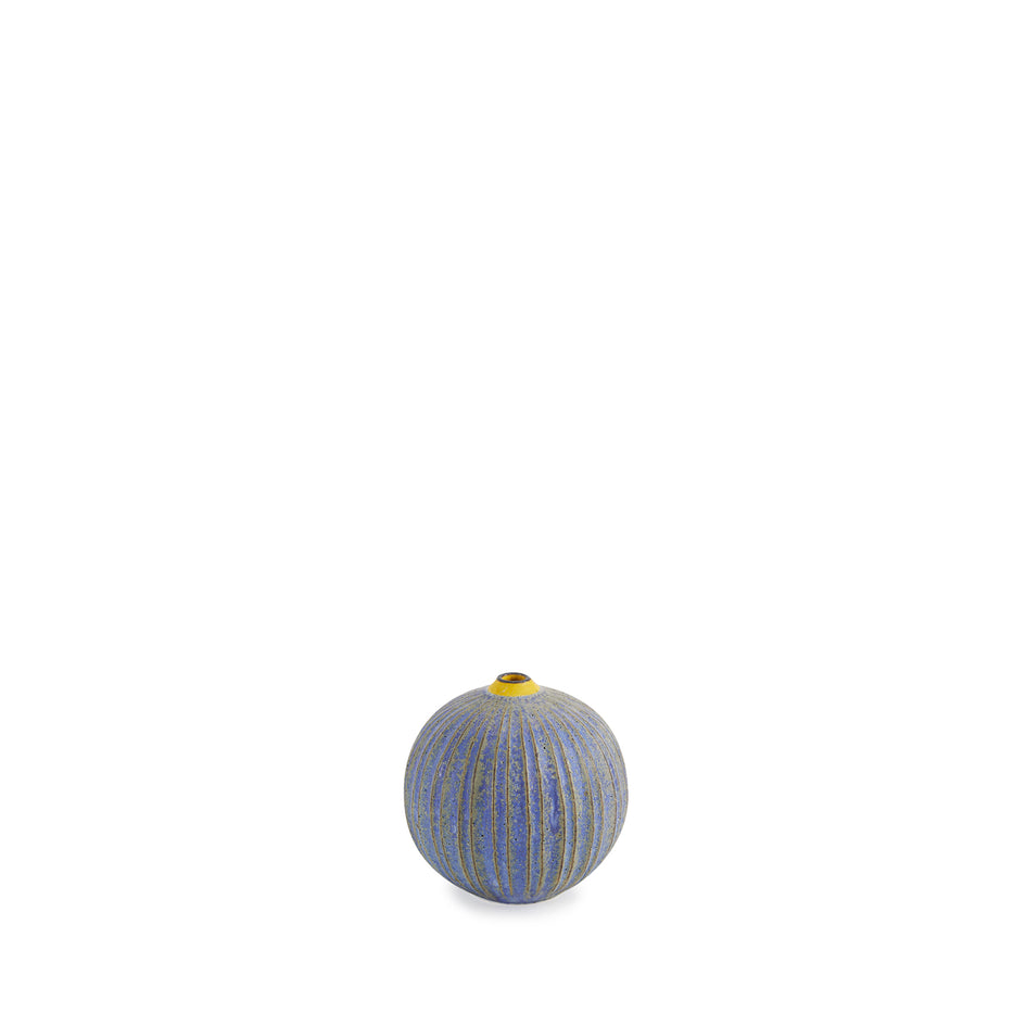 #10 Small Vase in Indigo with Yellow Ring Image 1