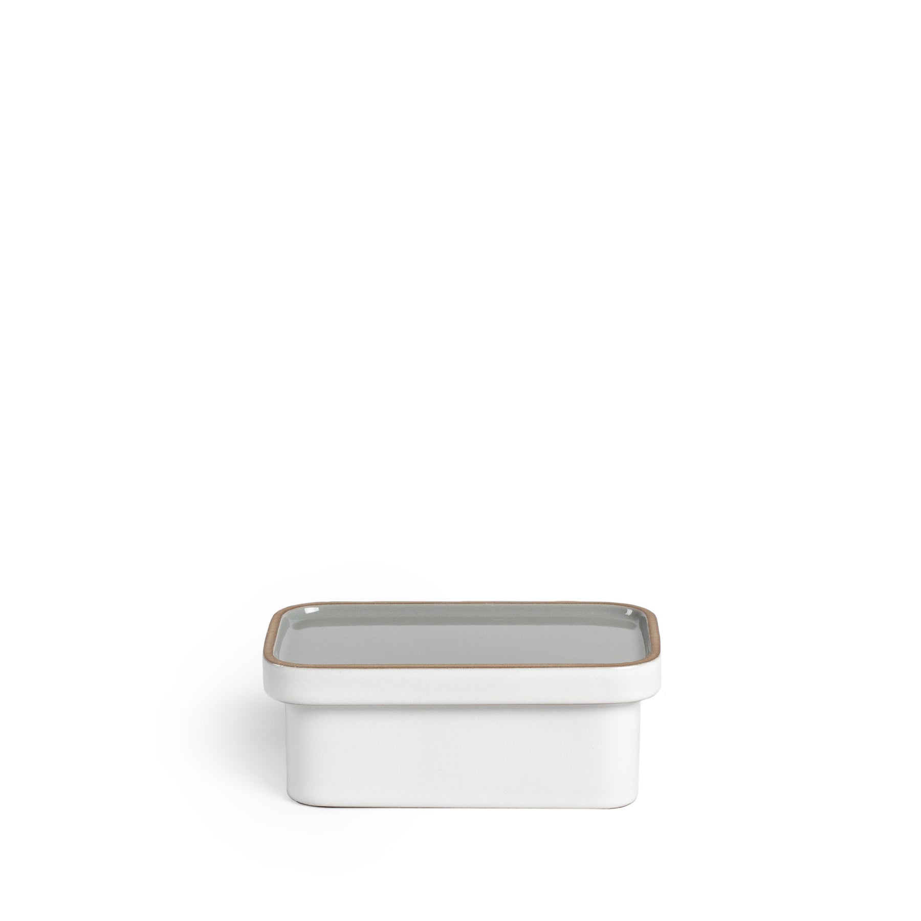 Butter Dish in Light Gray Whale and Opaque White Zoom Image 1