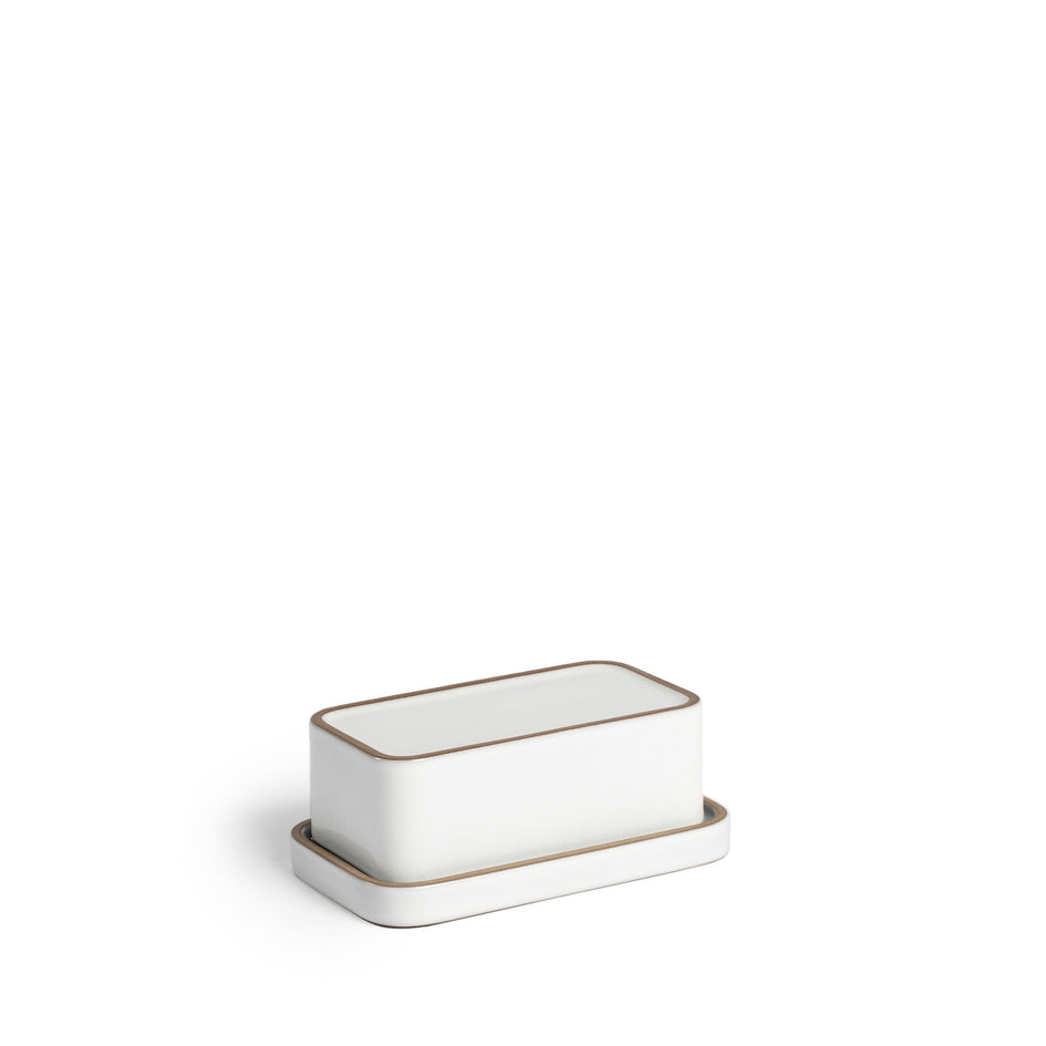 Butter Dish in Light Gray Whale and Opaque White Image 4