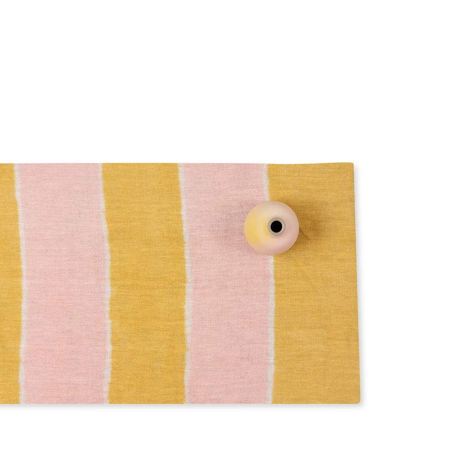 Linen Hand-Painted Stripes Runner in Sunflower/Peach Image 1