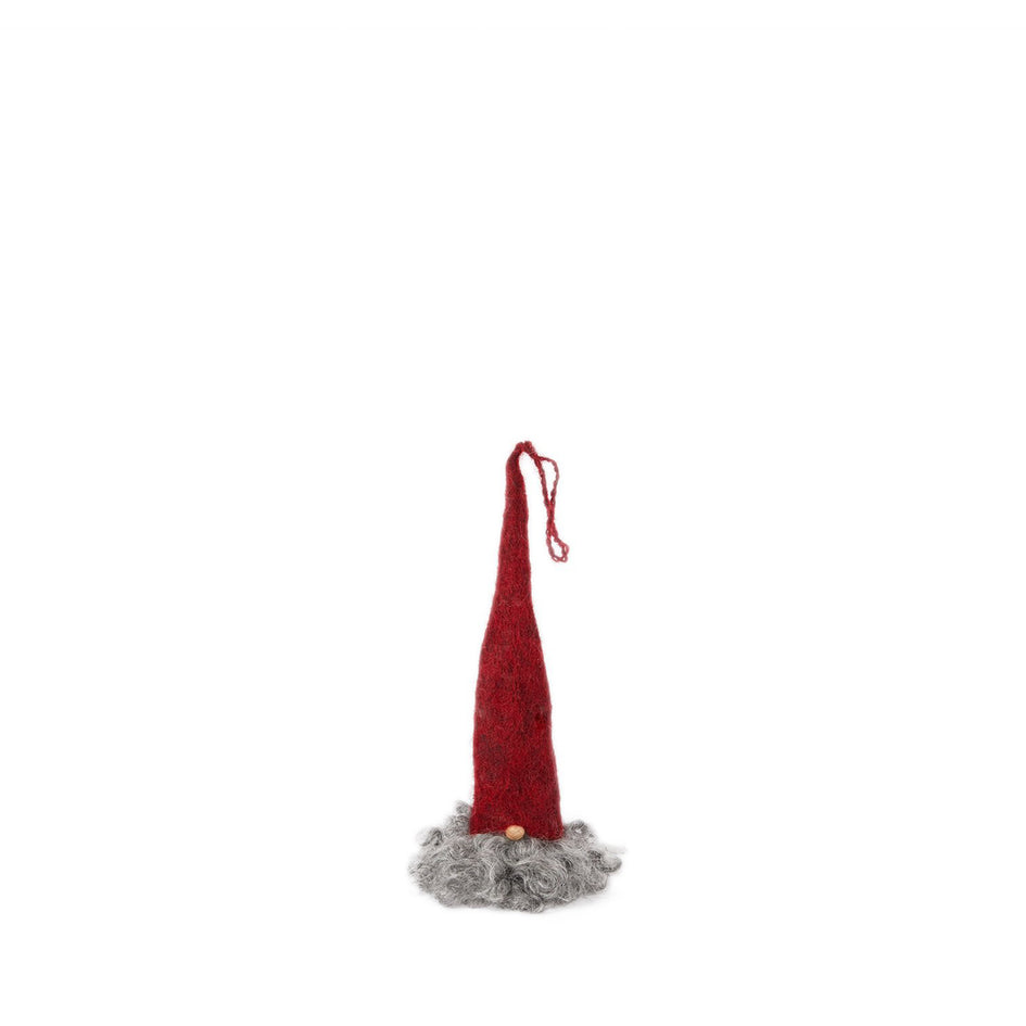 Gnome Ornament in Red with Grey Beard Image 1