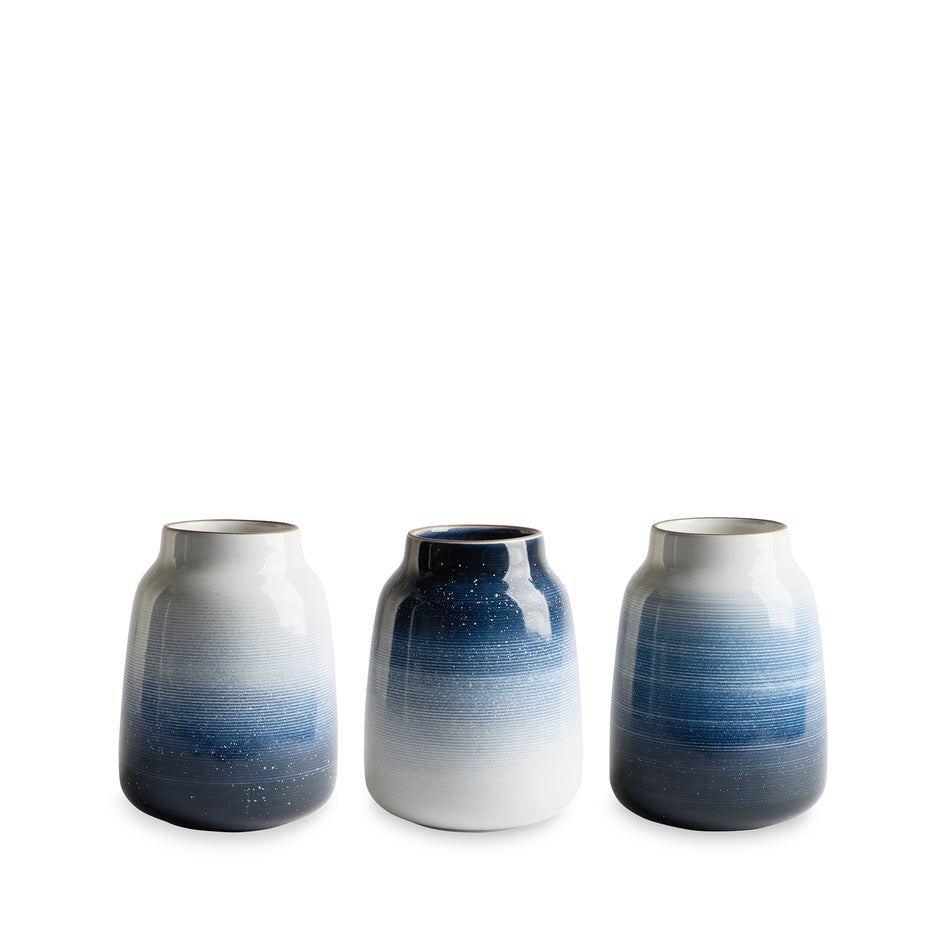 Wide Vase in Midnight, Stillwater, and Opaque White Image 1