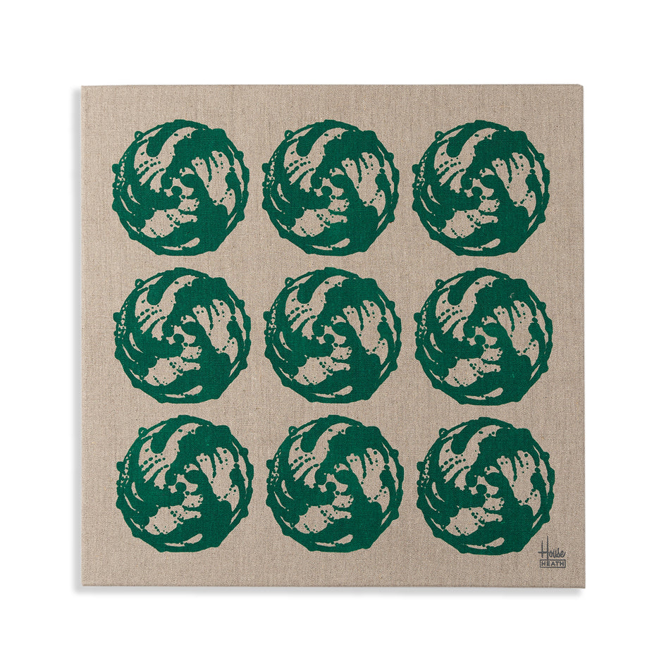 Vintage Tile Stretched Canvas Print in Emerald Image 1