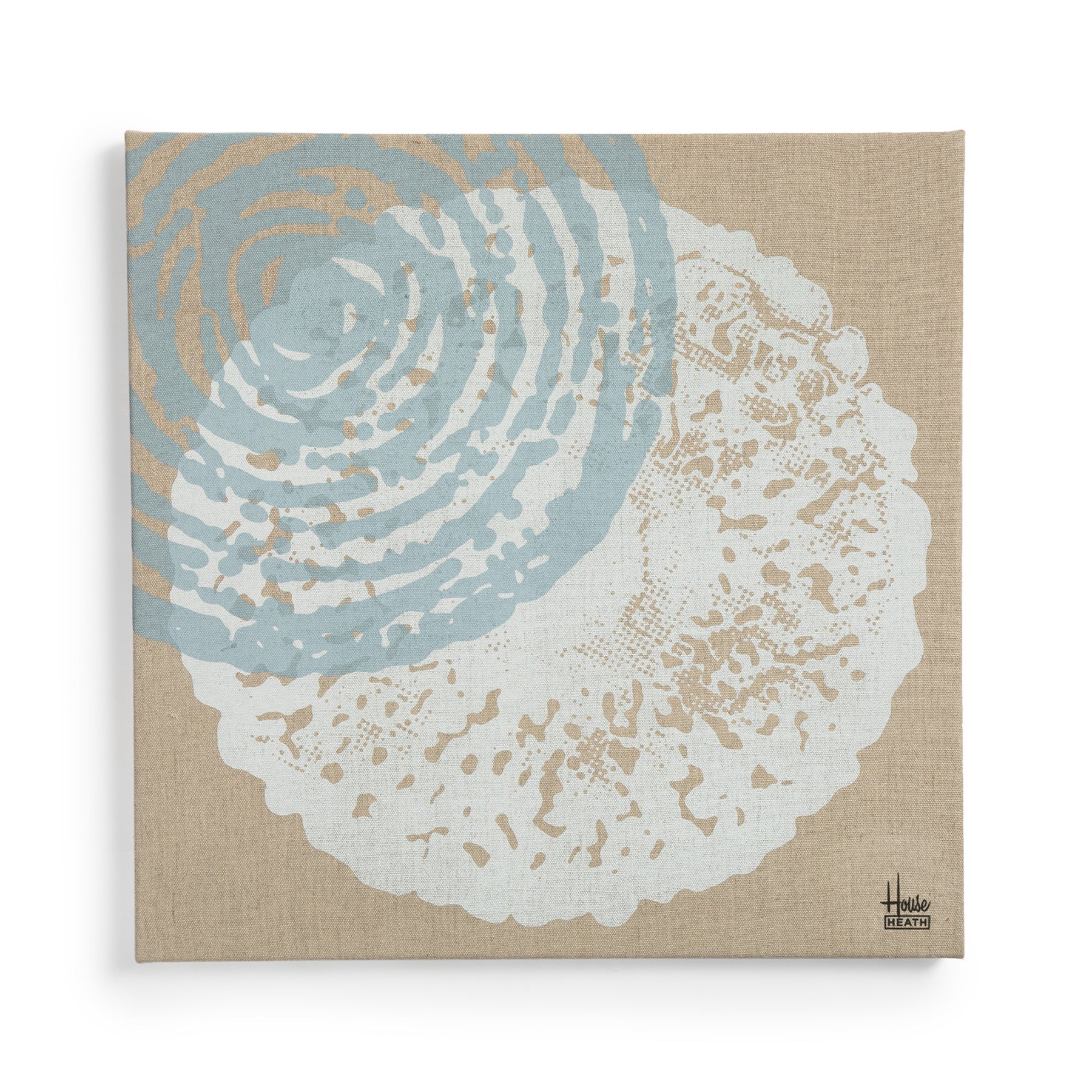 Linen Screen Print in White and Blue Zoom Image 1
