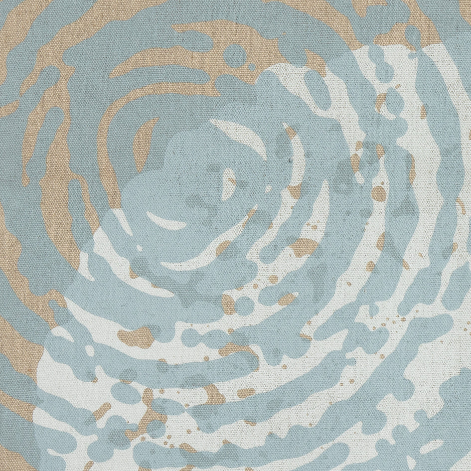 Linen Screen Print in White and Blue Zoom Image 2