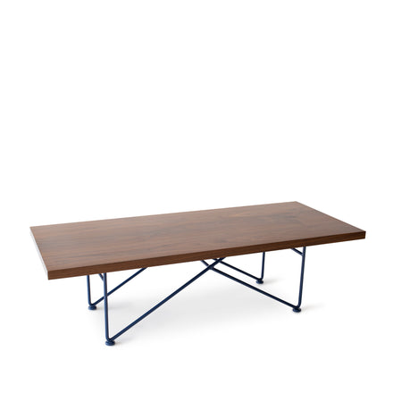 Walnut Coffee Table with Sapphire Blue Base
