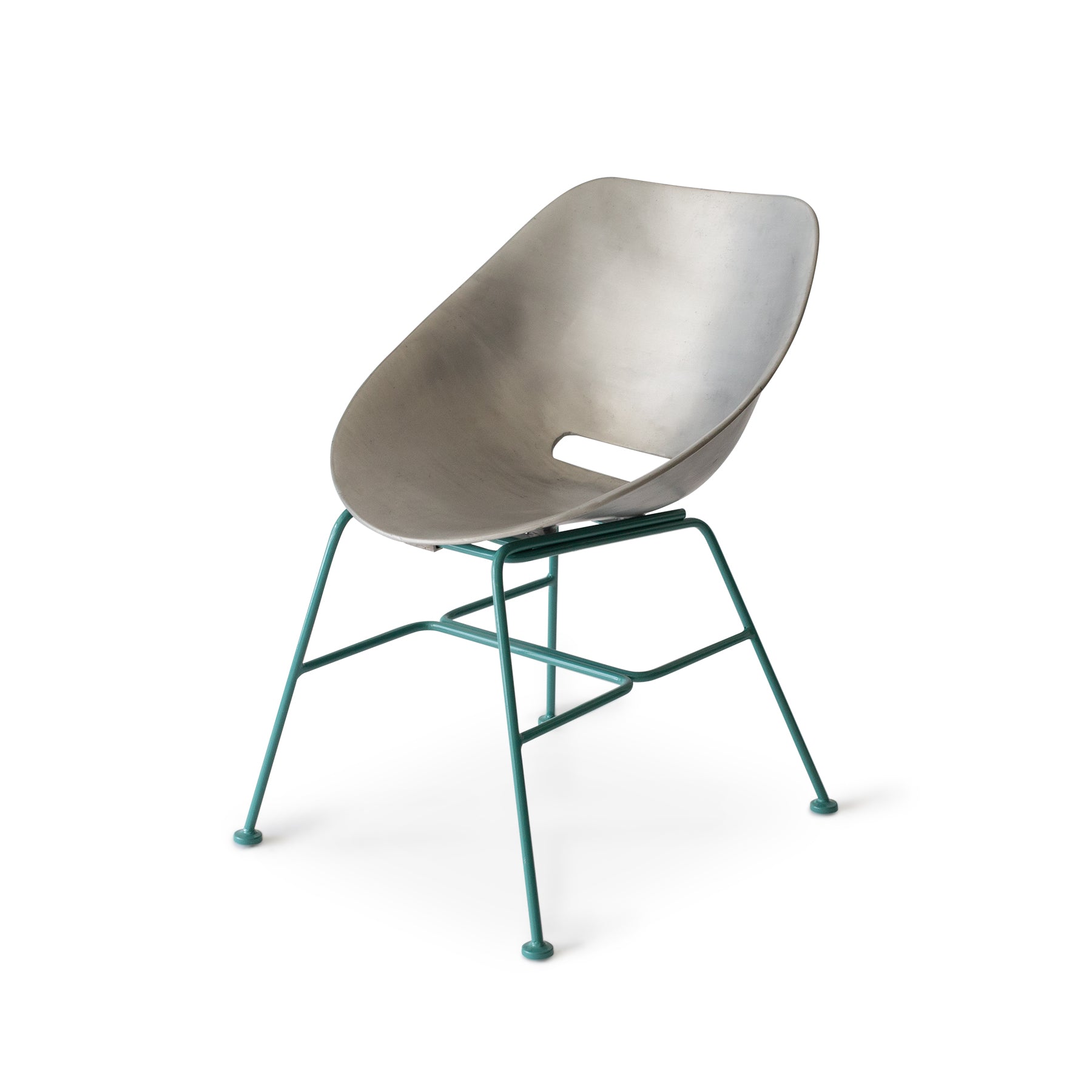 Aluminum Shell Chair with Turquoise Base Zoom Image 1