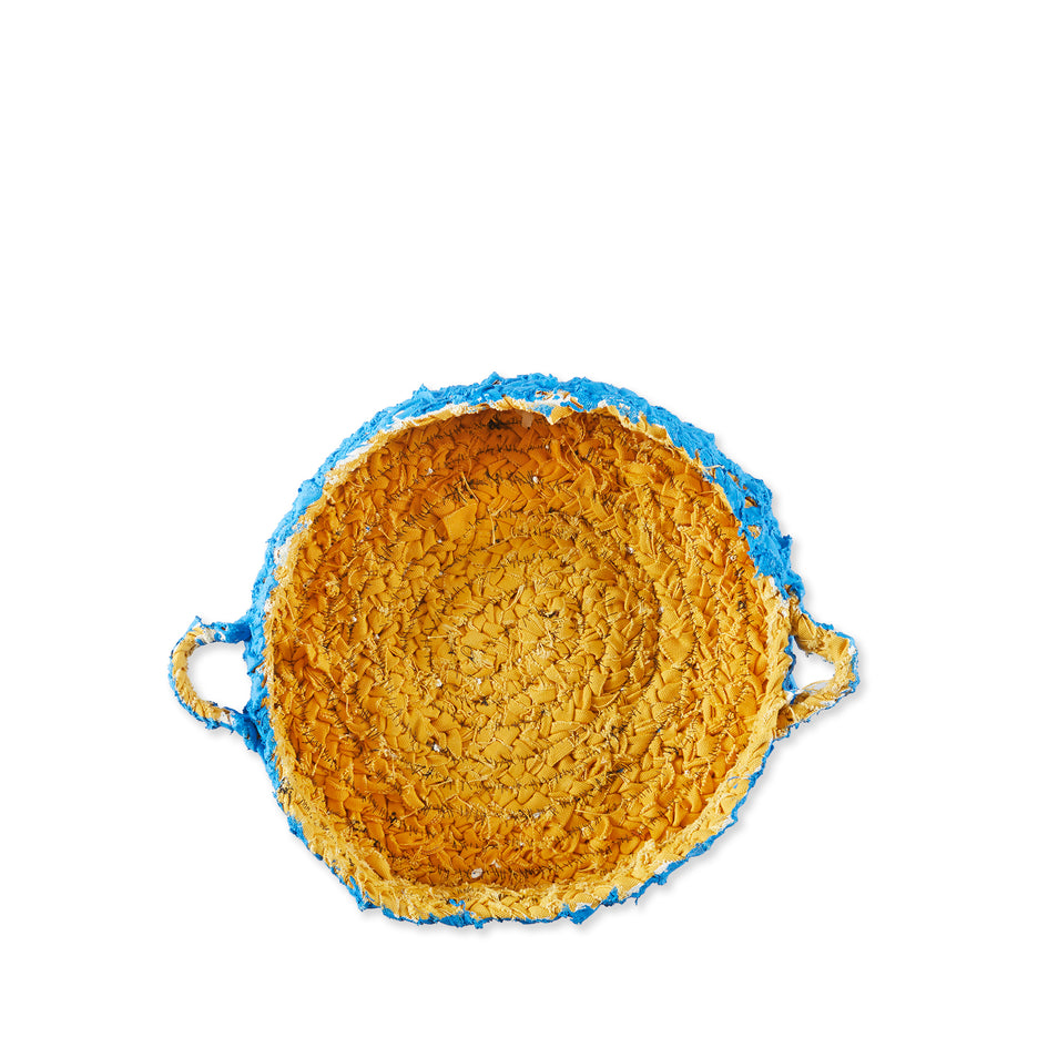 Small Round Nesting Tray in Blue and Yellow Image 2