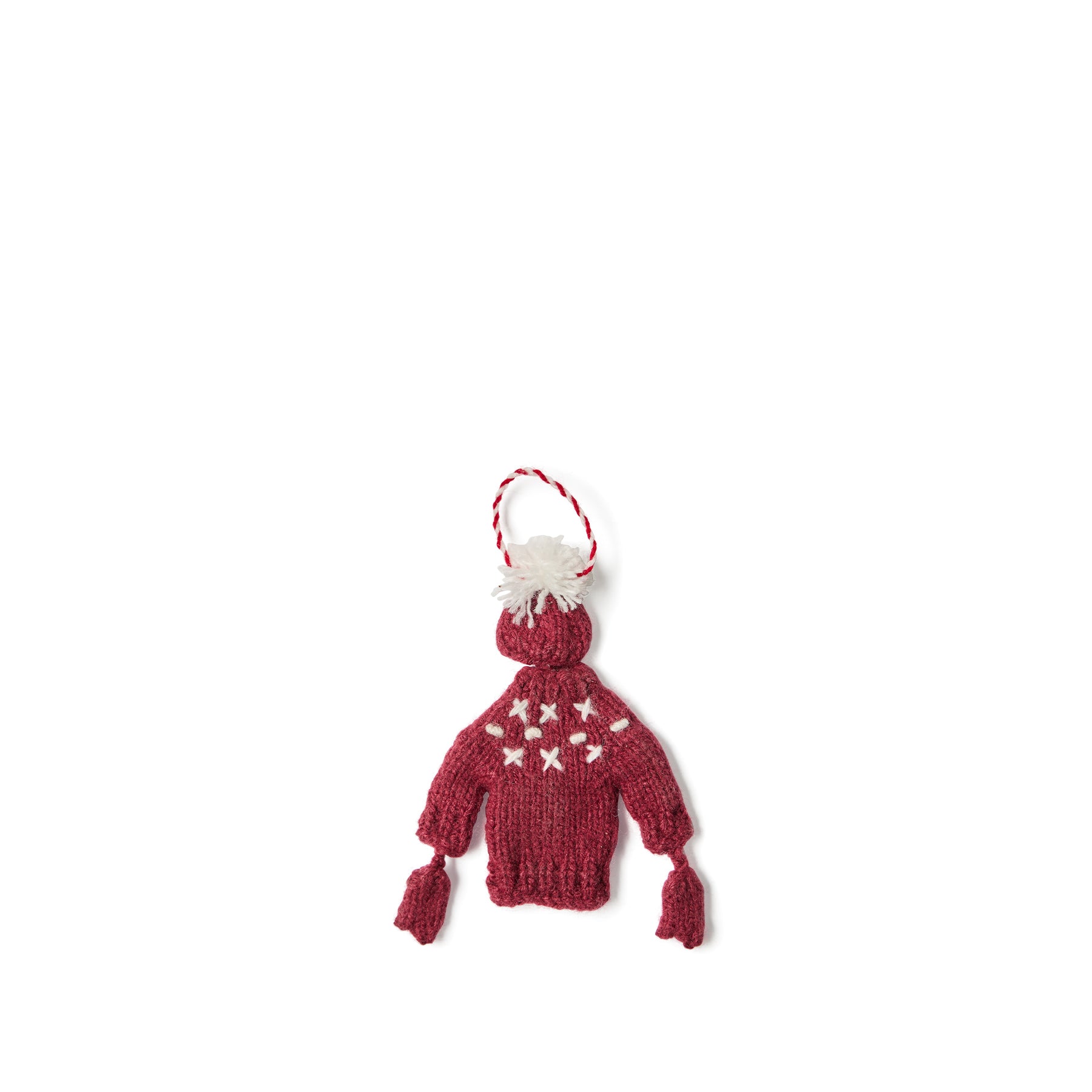 Holiday Sweater Ornament in Burgundy Zoom Image 1