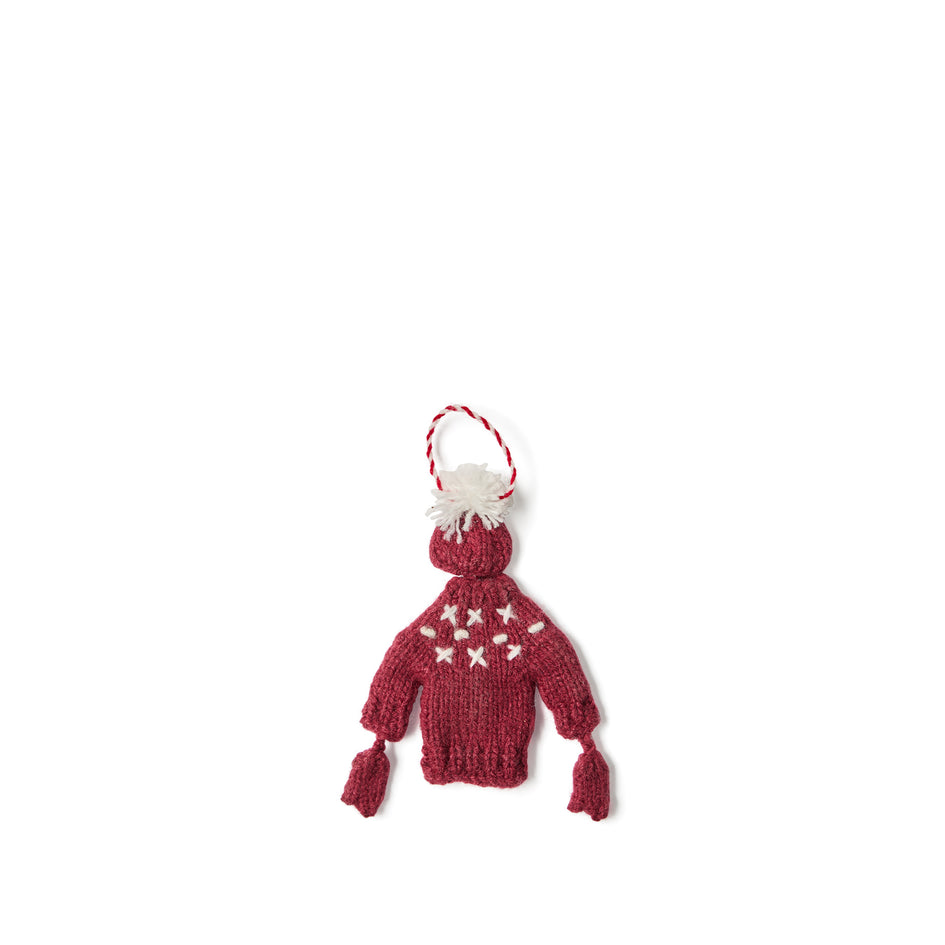 Holiday Sweater Ornament in Burgundy Image 1