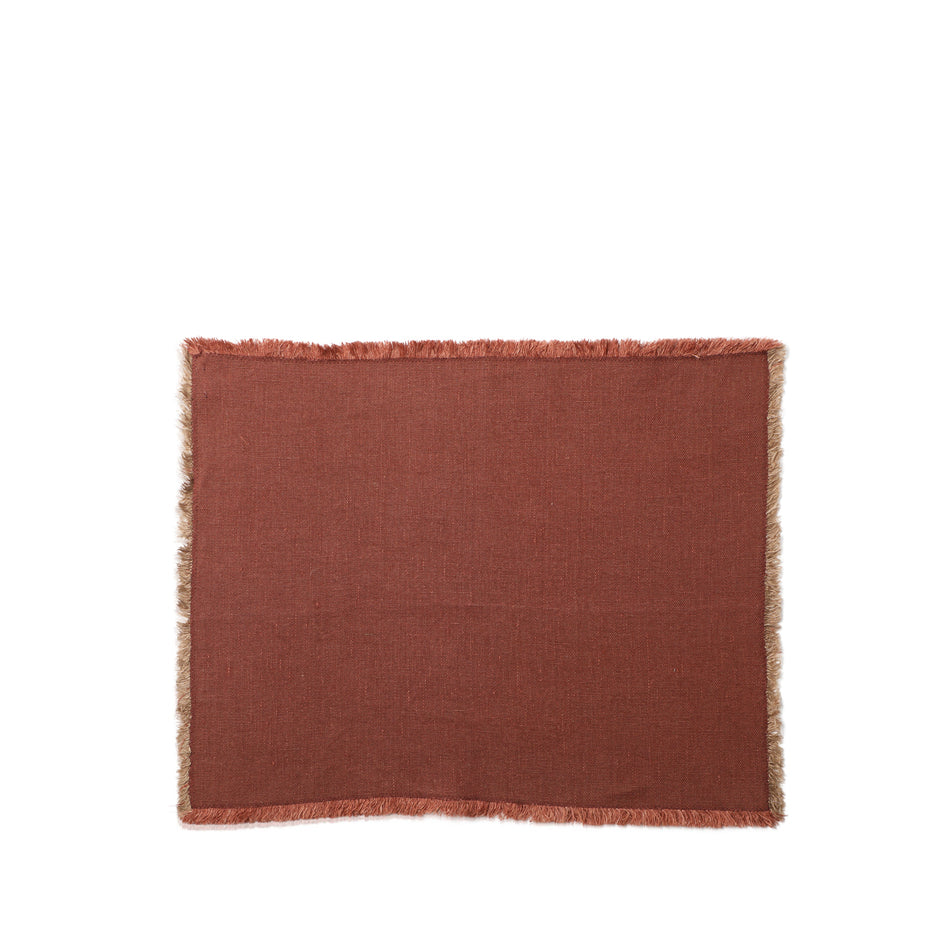Linen Hopsack Placemat in Mattone Red (Set of 2) Image 1