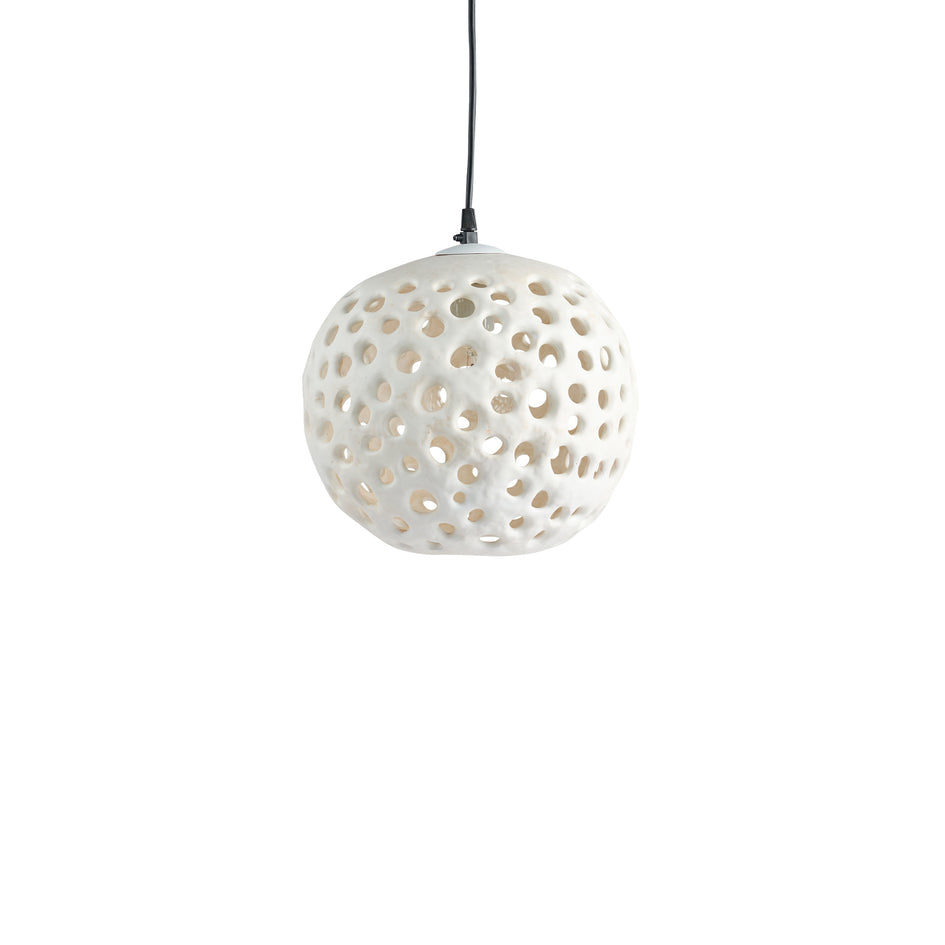 10" Ceramic Hanging Lantern in White Image 1