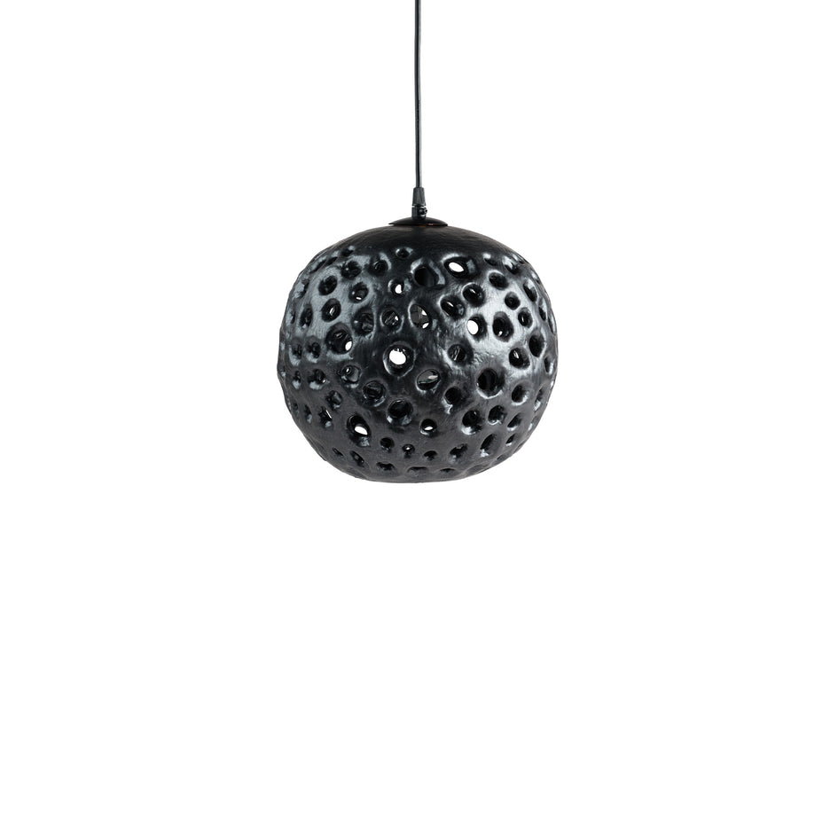 10" Ceramic Hanging Lantern in Black Image 1