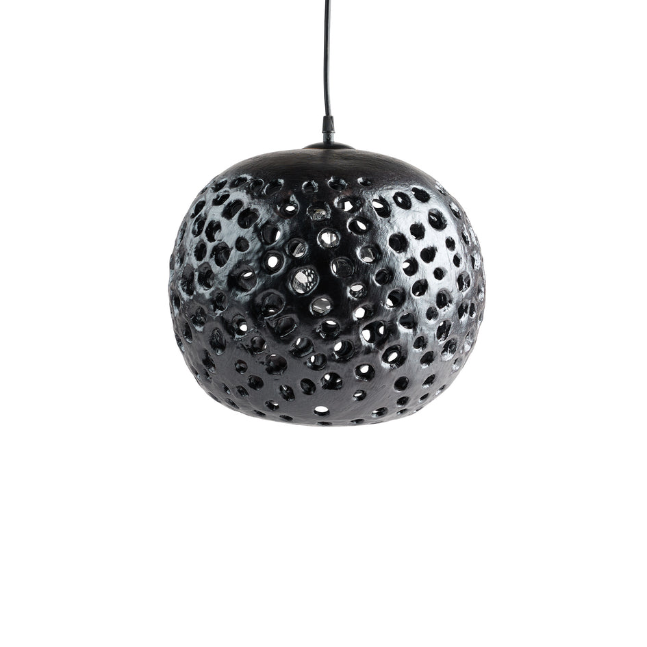 14" Ceramic Hanging Lantern in Black Image 1