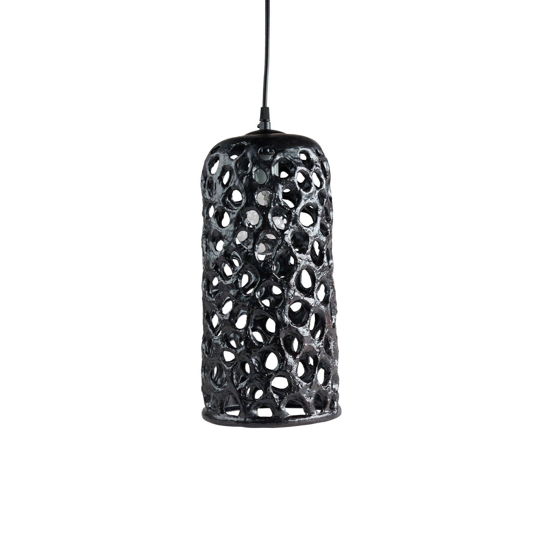 Large Cylinder Hanging Lantern in Black Zoom Image 1
