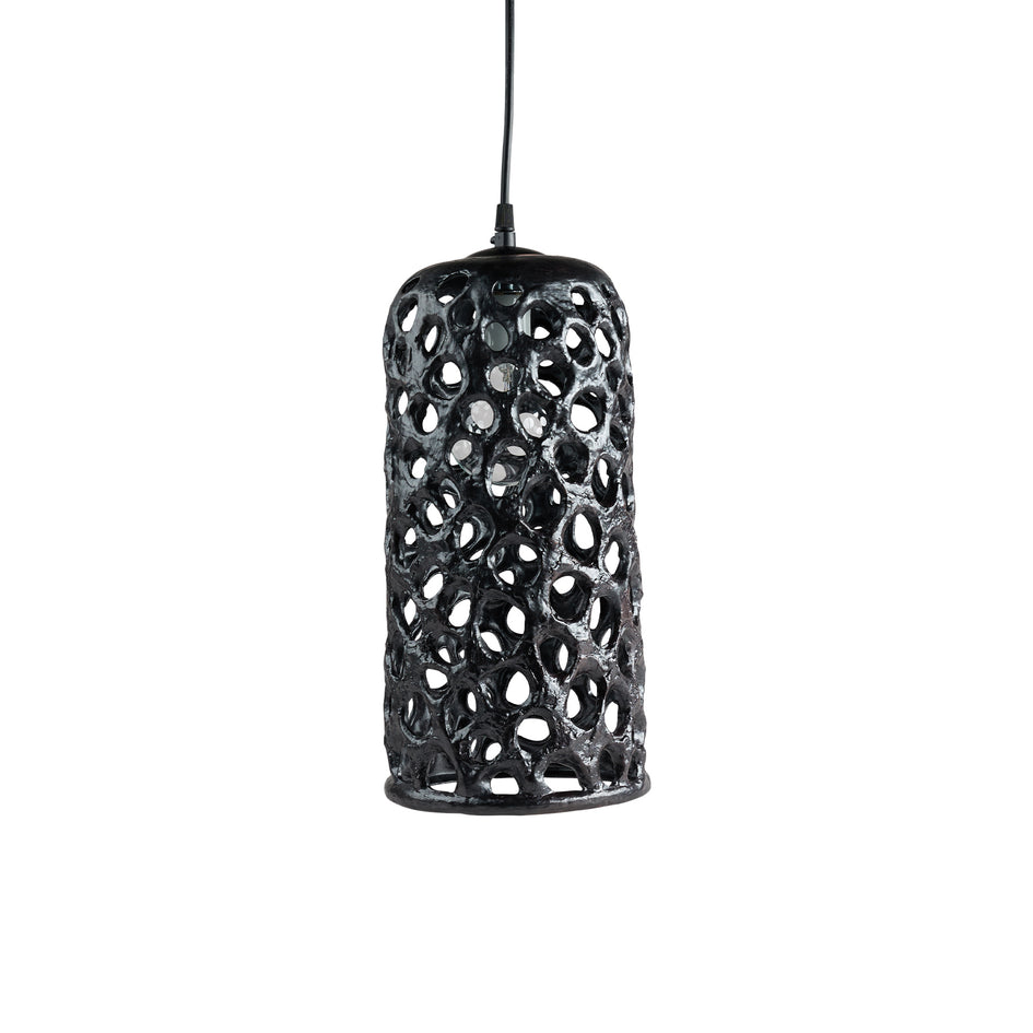 Large Cylinder Hanging Lantern in Black Image 1