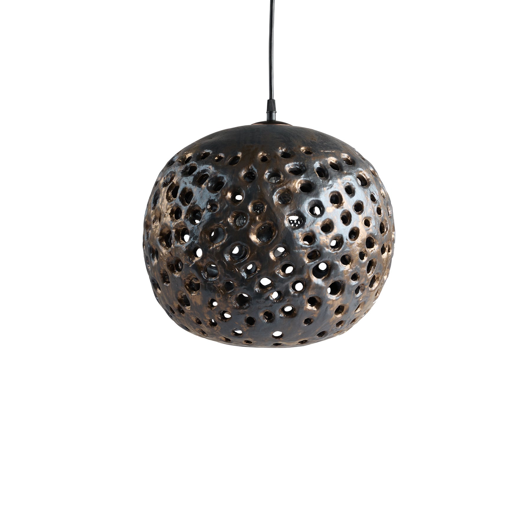 14" Ceramic Hanging Lantern in Bronze Zoom Image 1