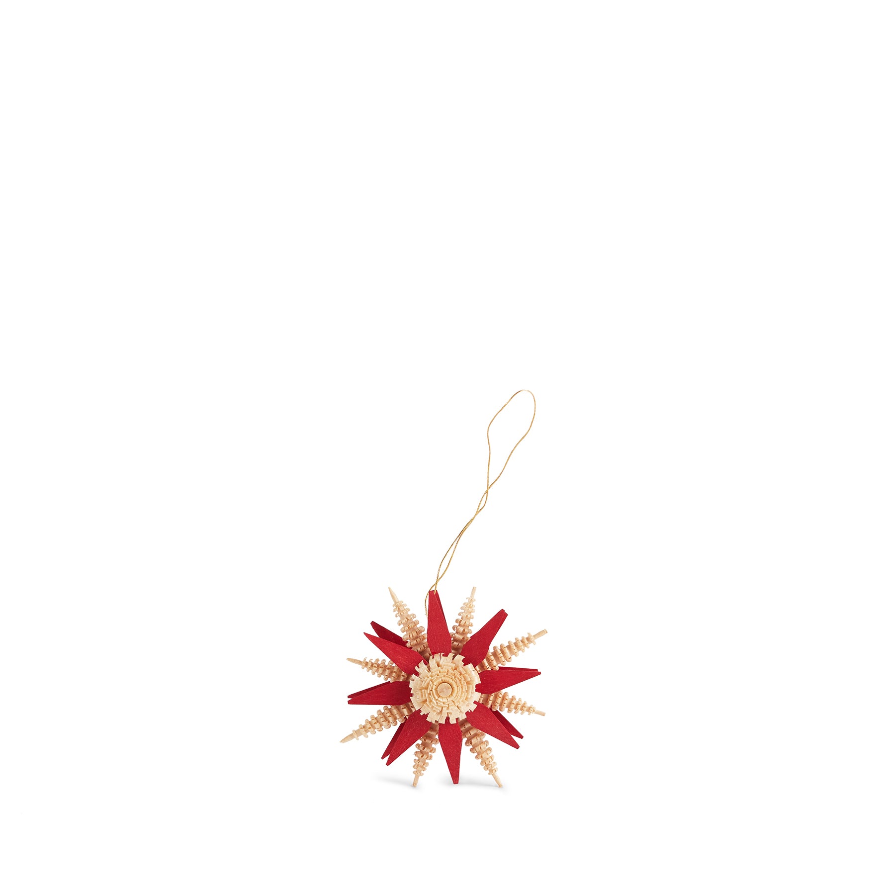 Star Ornament in Natural/Red, 2.75" Zoom Image 1