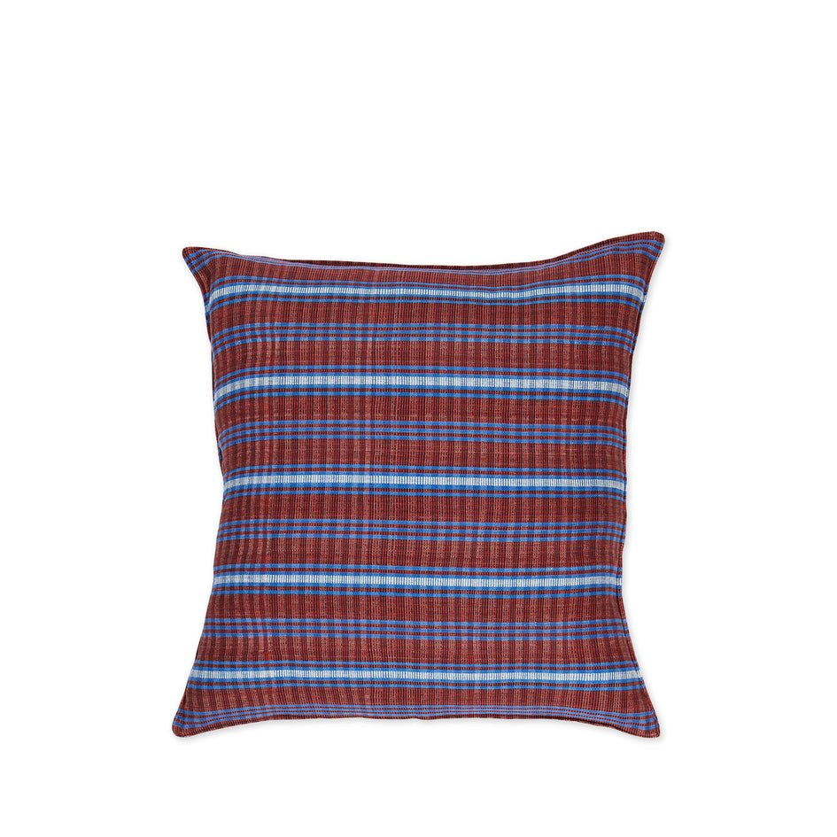 Cotton Tartan Pillow in Red and Blue Image 1