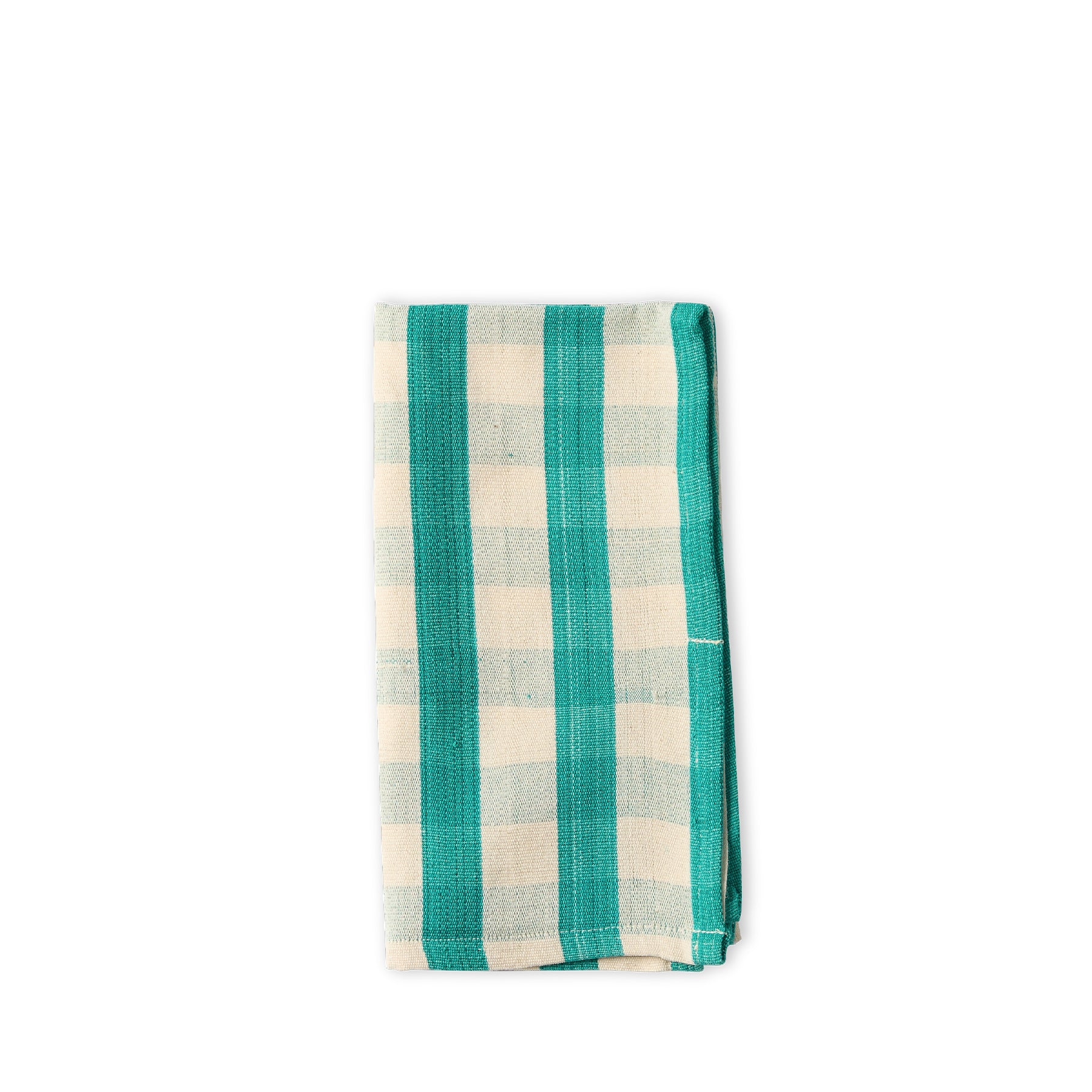 Cotton Check Napkin in Green and Off White Zoom Image 1