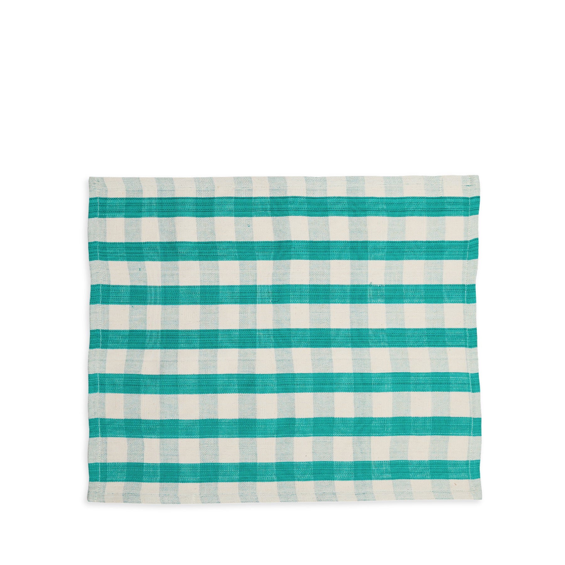 Cotton Check Placemat in Green & Off-White Zoom Image 1