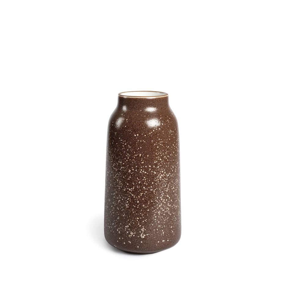 Tall Vase in Matte Brown and Opaque White Image 1