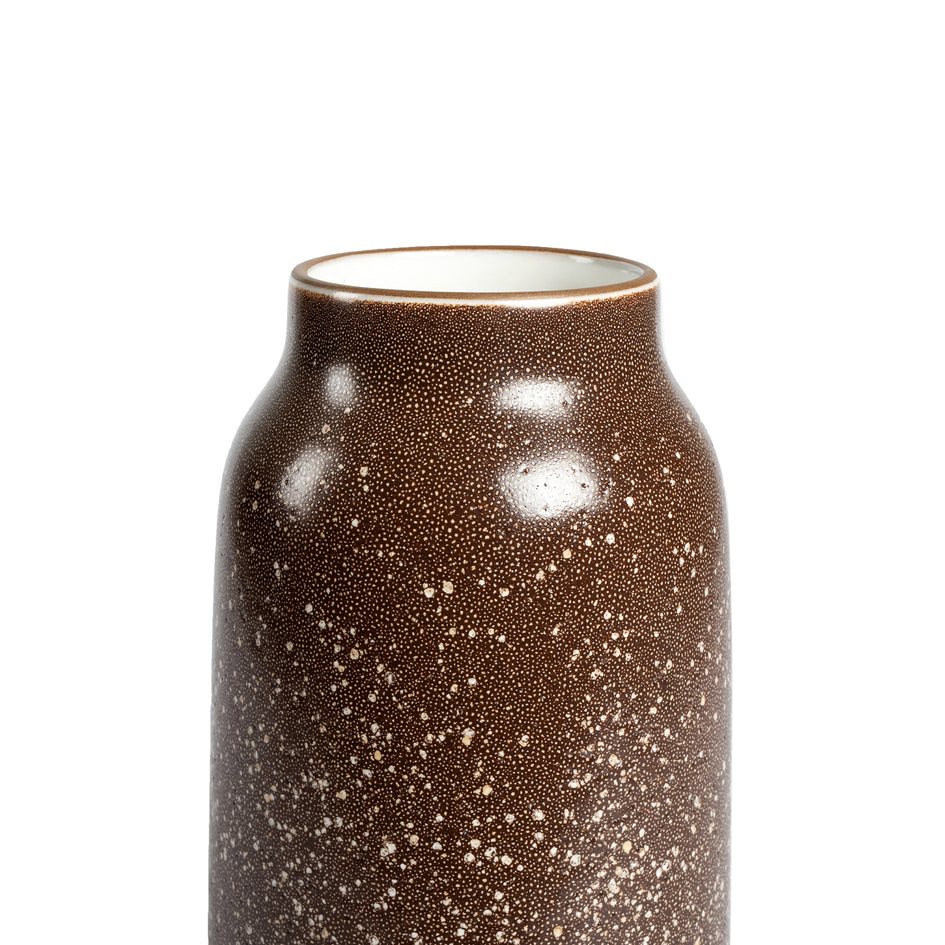 Tall Vase in Matte Brown and Opaque White Image 3