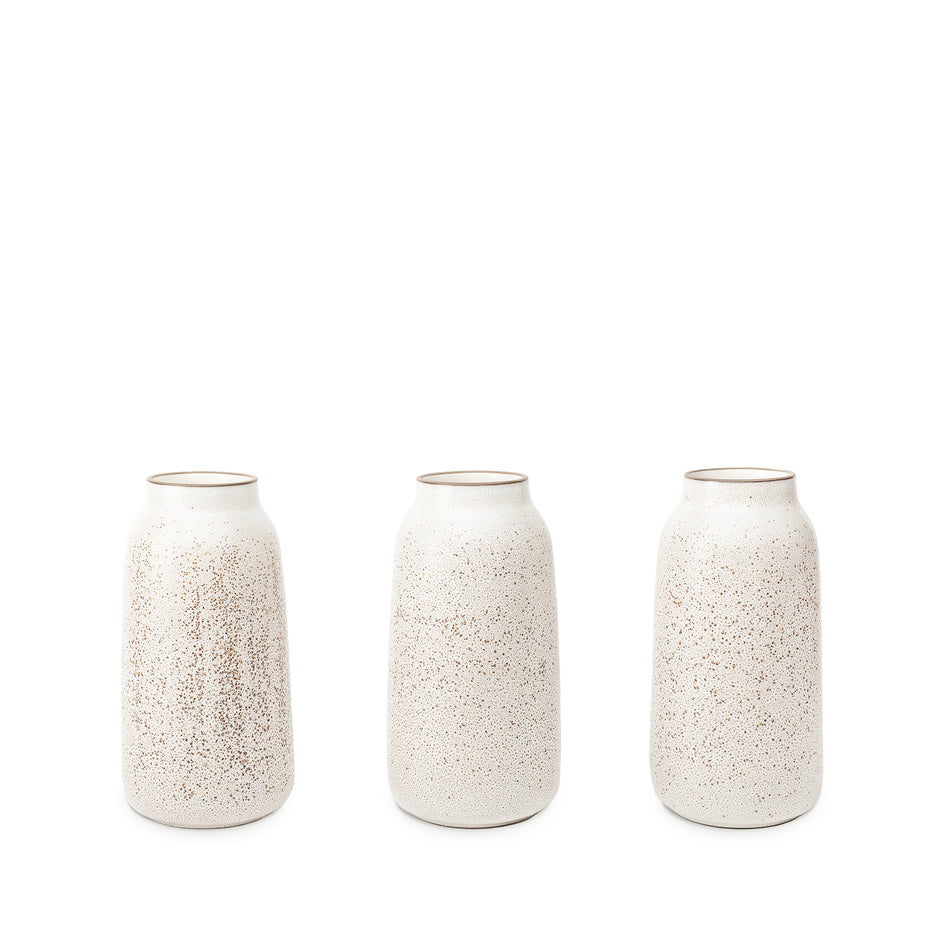 Tall Vase in Opaque White and Matte Brown Image 2