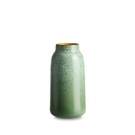 Tall Vase in Opaque White and Green Agate