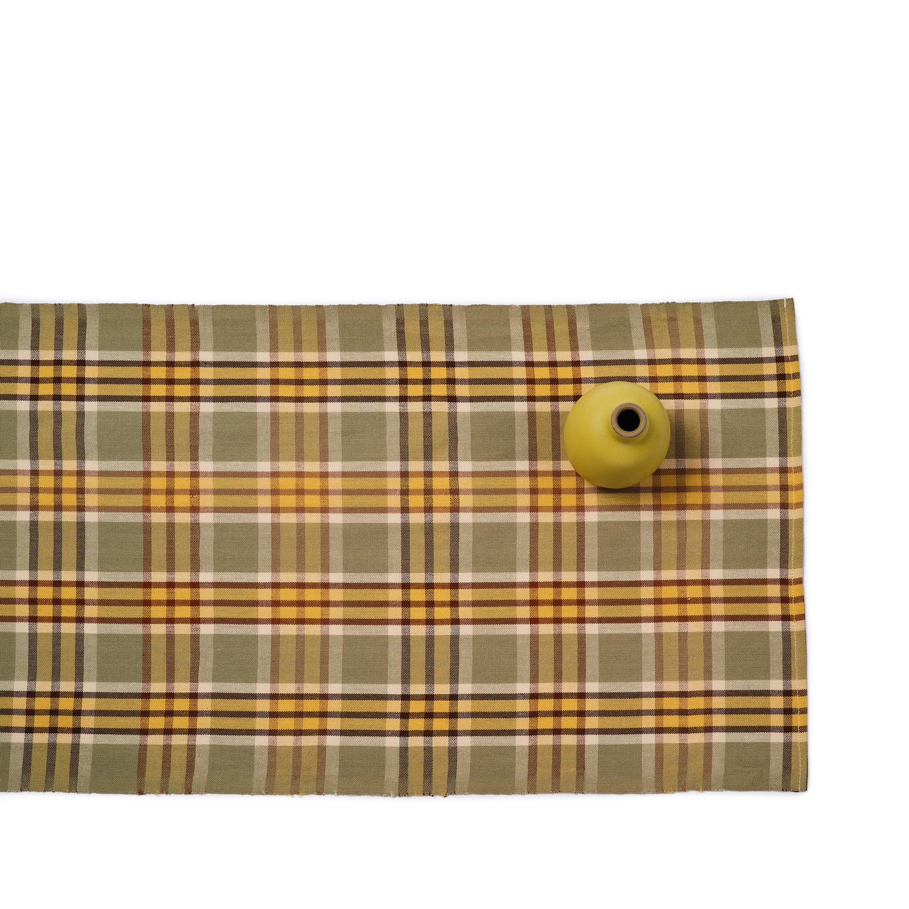Provencial Plaid Table Runner in Beige Claro Warp Zoom Image 1