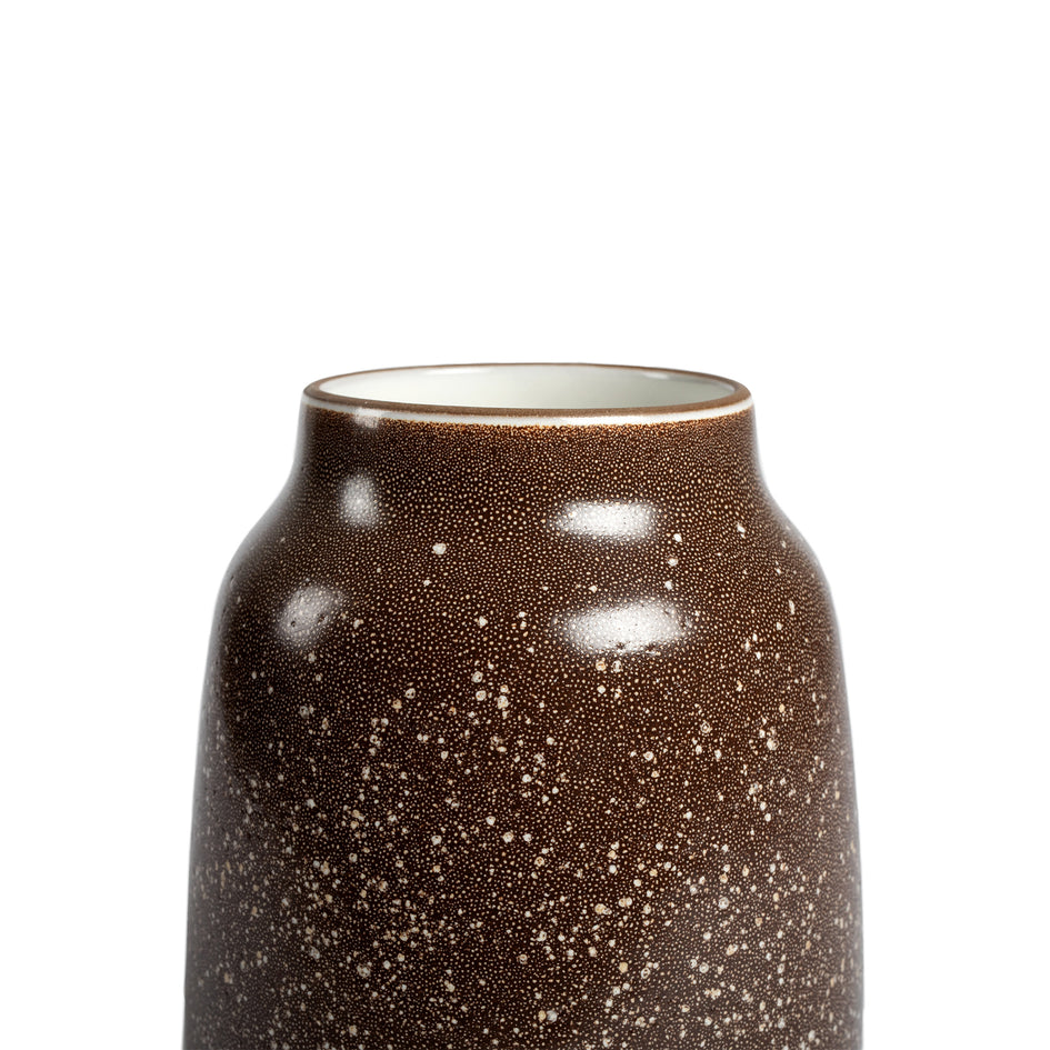 Wide Vase in Matte Brown and Opaque White Image 3