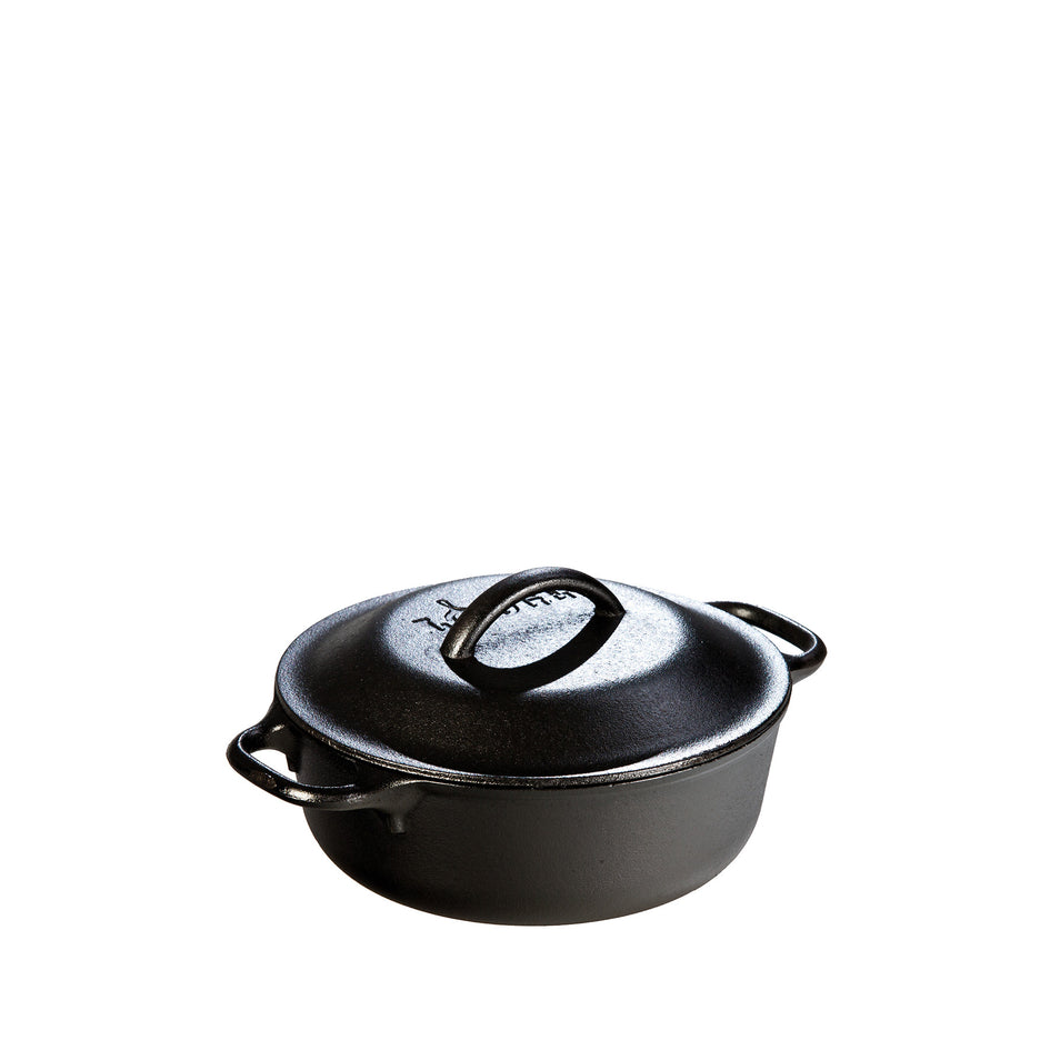 Lodge Cast Iron Serving Pot, 2 quarts, Non Stick, Black with Lid