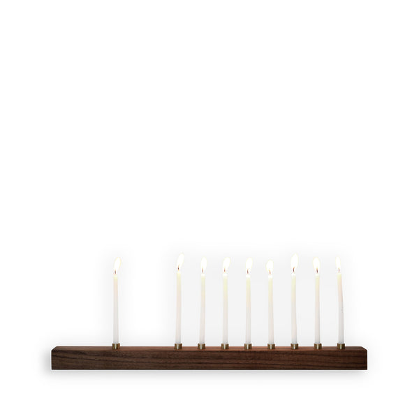Walnut and Bronze Menorah